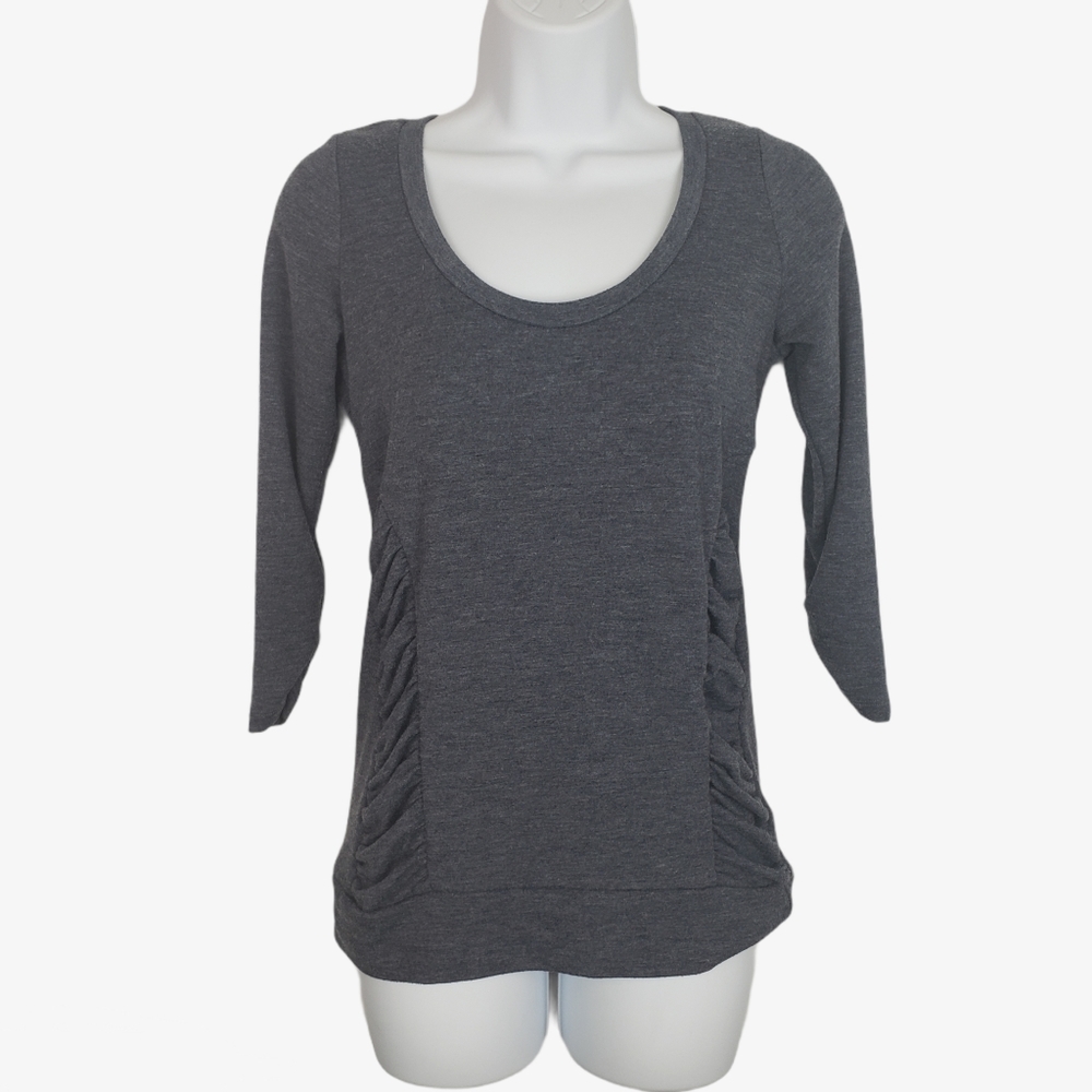 Anthro Dolan Left Coast Blue Ruched 3/4 Sleeve Top